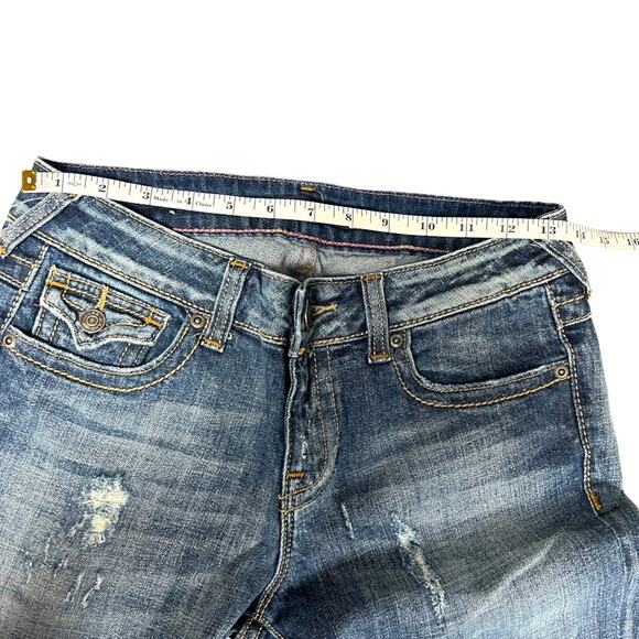 Vigoss Jeans Distressed Bootcut Medium Wash Blue Stretch Denim Women's Juniors 5 - Picture 5 of 13